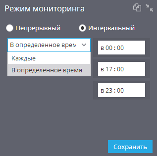 Режим мониторинга Режим мониторинга интервальный время