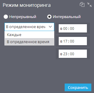 Режим мониторинга интервальный время