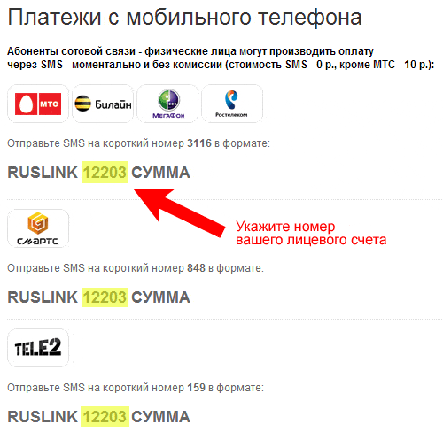 Оплата через SMS без комиссии