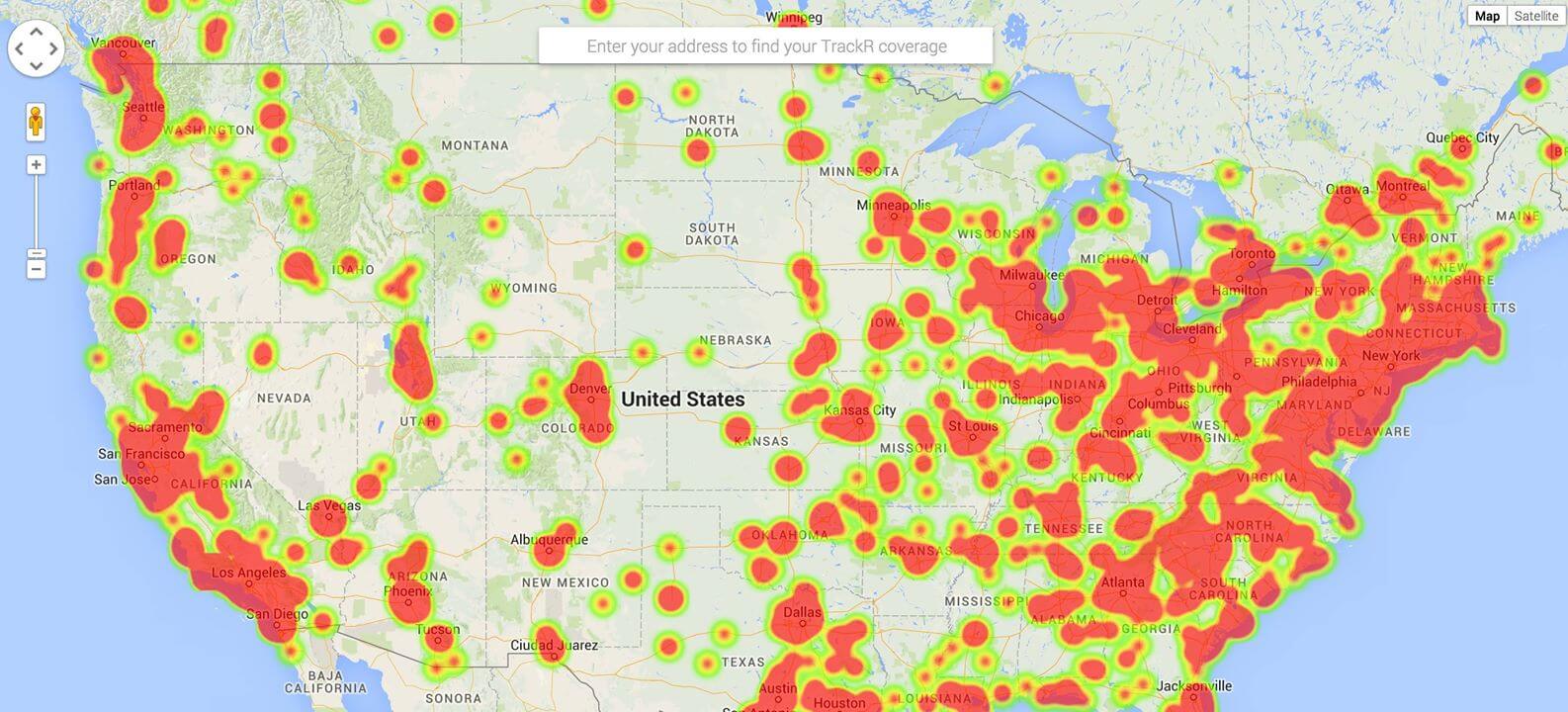 Метод "Crowd GPS" лучше всего работает в крупных городах. Чем больше пользователей, тем шире зона обслуживания.