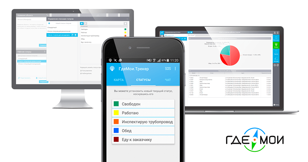Статусы в ГдеМои. Контроль мобильных сотрудников по GPS