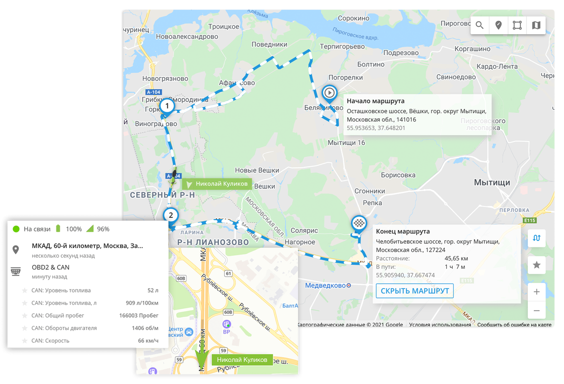 Контроль топлива Расход топлива на маршруте