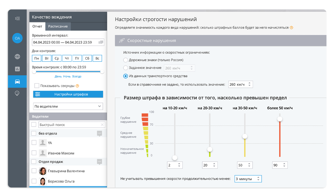 Легко проводите оценку качества вождения в вашей компании