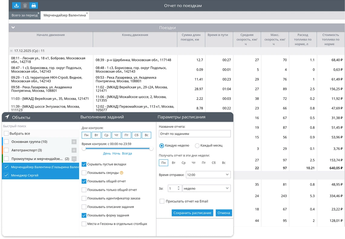 GPS-контроль промоутеров Аналитика